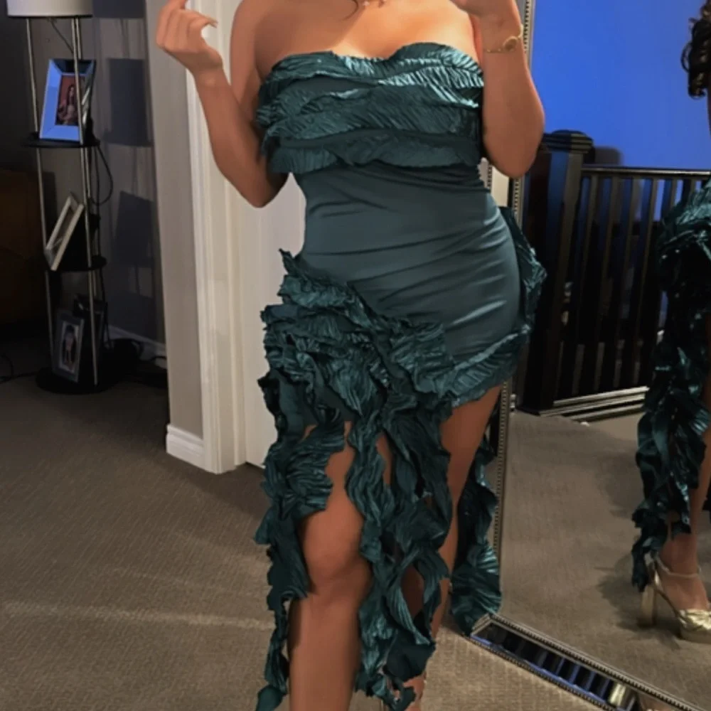 Elegant Teal Strapless Dress - Picture 2 of 3